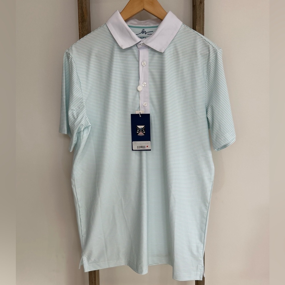 Boston Scott Golf Performance Polo Gen 1 Modern Fit White Green Men’s Size S NWT